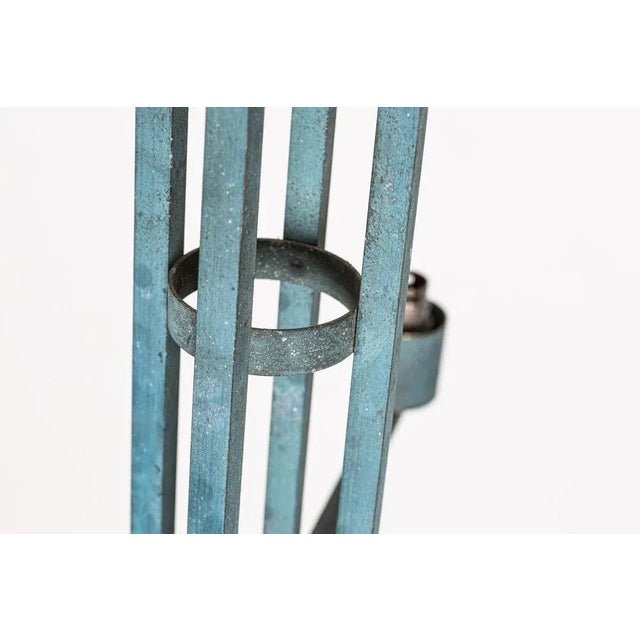 Metal Paris Theatre Verdigris 4-Arm Chandelier in Brass For Sale - Image 7 of 12