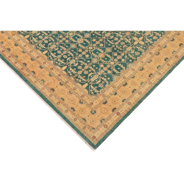 1990s Classic Ziegler Green Nude Hand-Knotted Wool Rug - 9'3'' X 11'11'' For Sale - Image 5 of 7