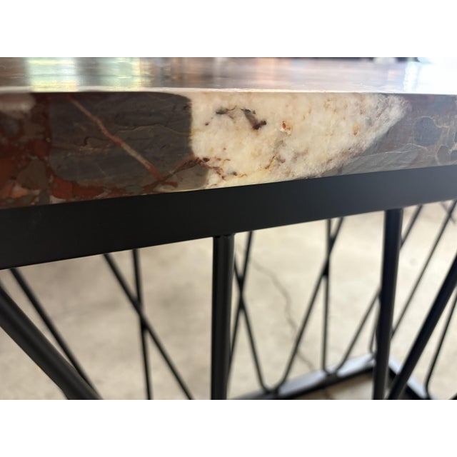 Breccia Marble Console Table With Hand‑Formed Matte‑Black Steel Base by Jon Little For Sale - Image 12 of 13