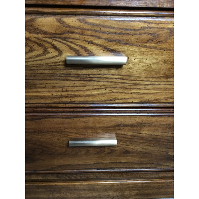 Vintage Oak Wall Unit With Brass Hardware by Thomasville For Sale - Image 18 of 18