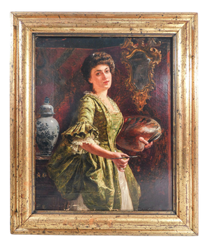 Arnaldo Tamburini, The Painter, Oil on Canvas, Framed