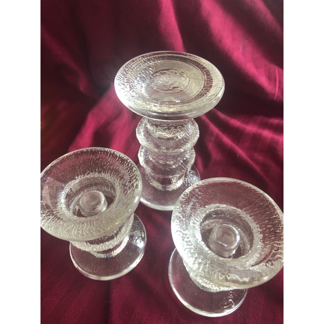 Vintage Modern Textured Glass Candle Holder Trio For Sale - Image 9 of 9