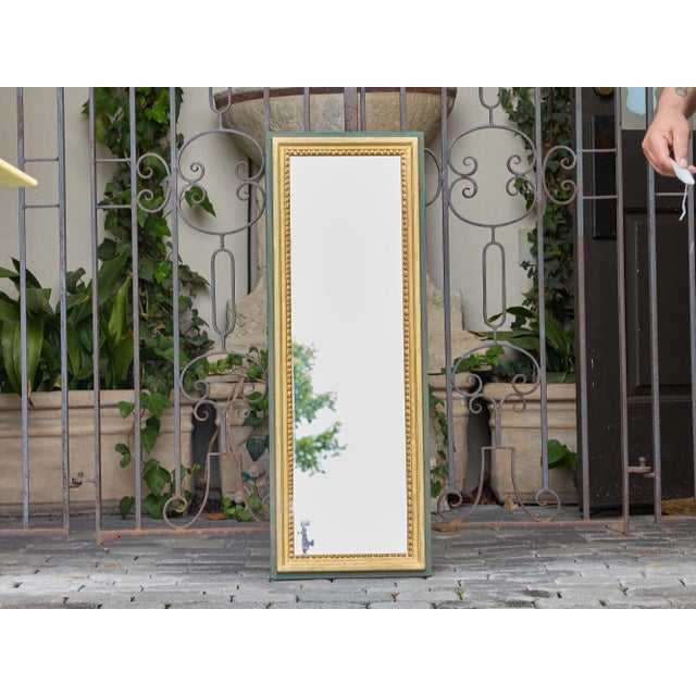 French Giltwood and Green Painted Wedding Mirror With Beaded Frame, Circa 1920 For Sale - Image 9 of 9