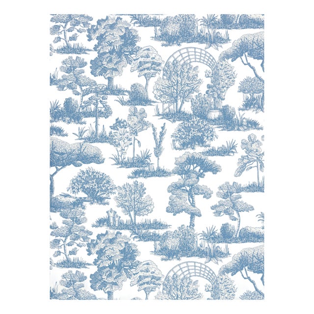 The House of Scalamandré Garden Toile Wallpaper, Sky For Sale
