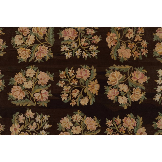 Mid 18th Century Antique Bessarabian Kilim Rug in Brown With Floral Patterns From Rug & Kilim For Sale In New York - Image 6 of 7