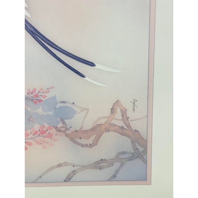 Gorgeous Vintage Framed & Signed Original Print of Birds on Tree Limbs. Beautiful Pastel Hues! Black Frame. Signed in...