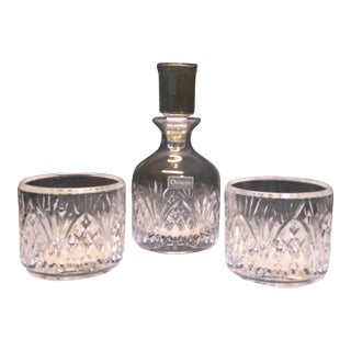 Godinger Dublin Crystal Mini Decanter Set With 2 Matching Glasses For Sale