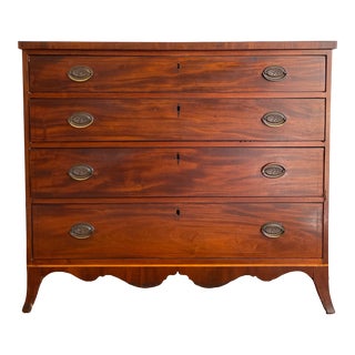 Antique Early 1800s New York City Neoclassical Mahogany Chest of Drawers With Ebony Inlay For Sale