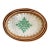 Set of 3 Oval Handmade Rattan Mother of Pearl Inlaid Trays With Green Floral Pattern For Sale