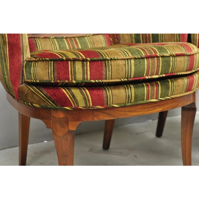 Vintage Mid Century Modern Walnut Panel Back Sculptural Lounge Arm Chairs - Pair For Sale - Image 9 of 16