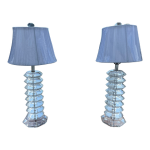 1960s Monumental Pair of Stacked Lucite Lamps in the Style of Karl Springer