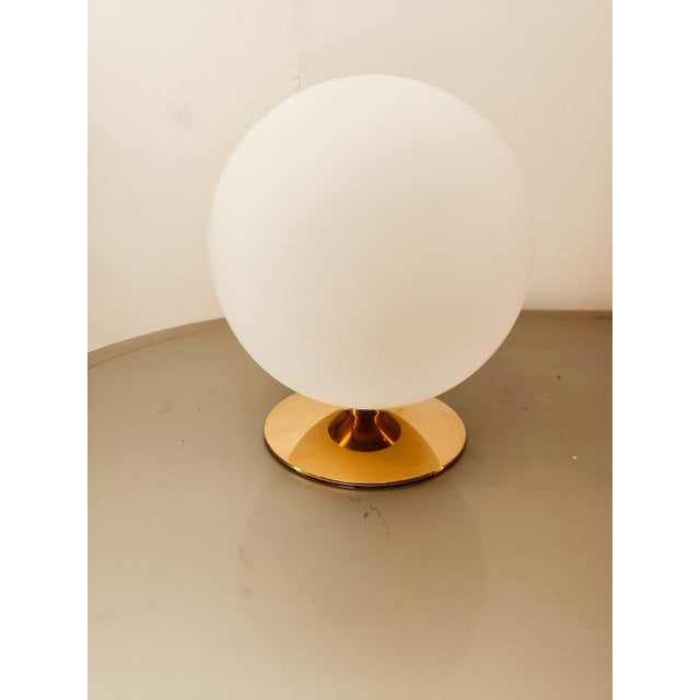 White Sphere Lamp with Brass Base For Sale - Image 9 of 13