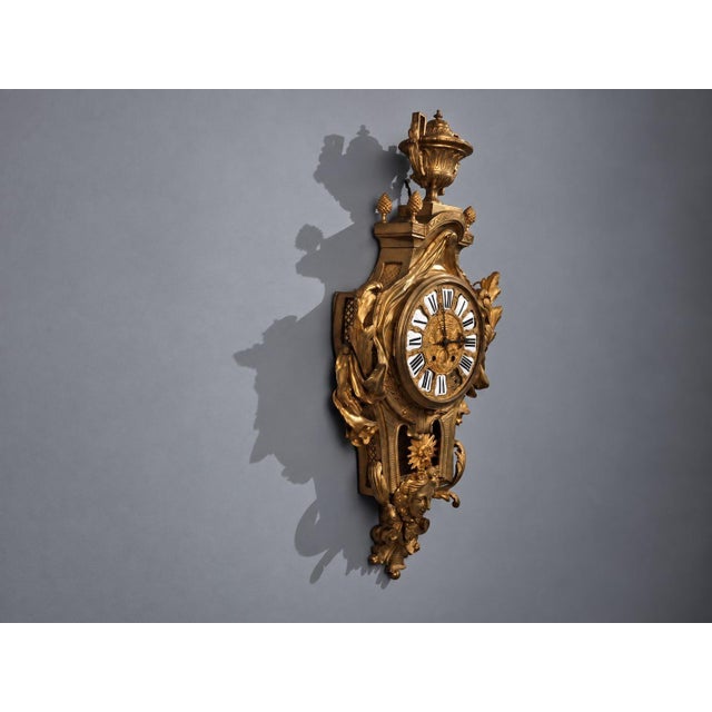 Late 19th Century Louis Xv, Figural Cartel Clock, Dore Bronze, France, 19th Century For Sale - Image 5 of 18