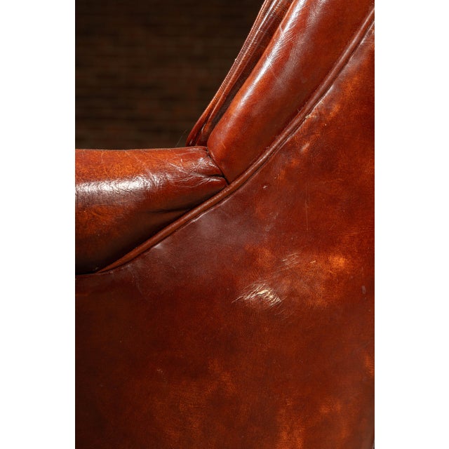 Vintage Tufted Leather Chesterfield Armchair and Ottoman by Hickory Chair For Sale - Image 13 of 15