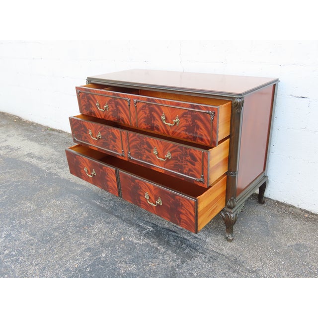 Early 1900s Carved Flame Mahogany Low Dresser Bathroom Vanity 6325 For Sale - Image 17 of 18