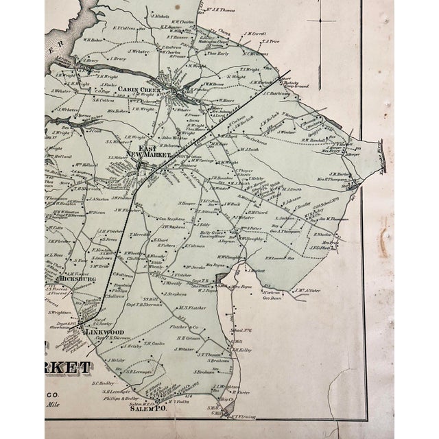 Traditional New Market & Cambridge Maryland Map, 1877 For Sale - Image 3 of 5