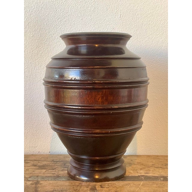 Mid-Century Modern Vintage Turned Wood Urn For Sale - Image 3 of 12