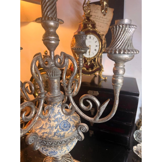 1980s Vintage Baroque Style 4-Arm Candelabra Candle Holder For Sale - Image 5 of 9