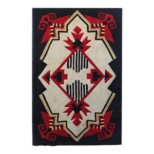 1930s Mounted Geometric Hand-Hooked Rug