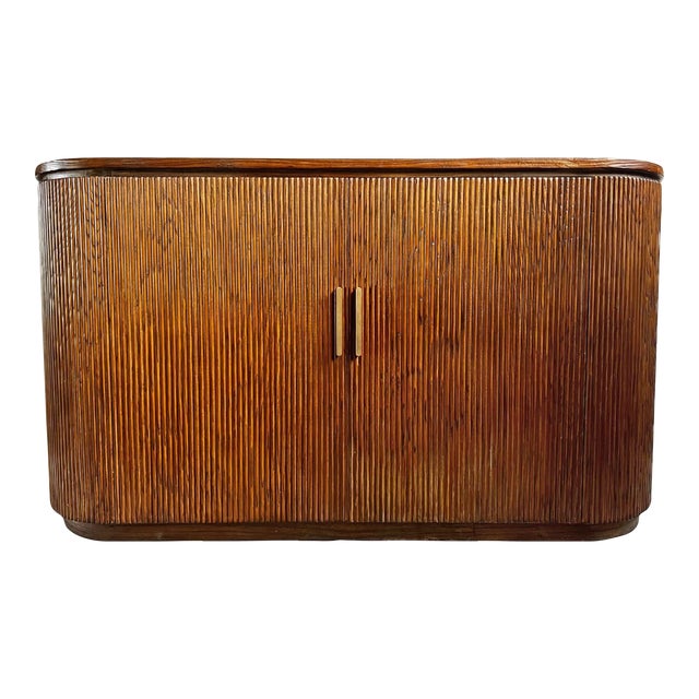 Chestnut Deco Rounded Sideboard Credenza For Sale