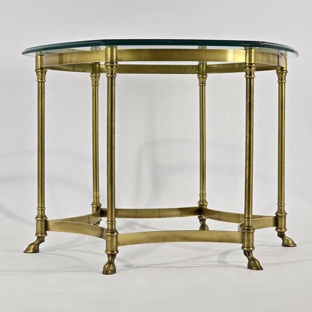 1980s Lebarge Style Brass and Glass Side Table For Sale - Image 4 of 8