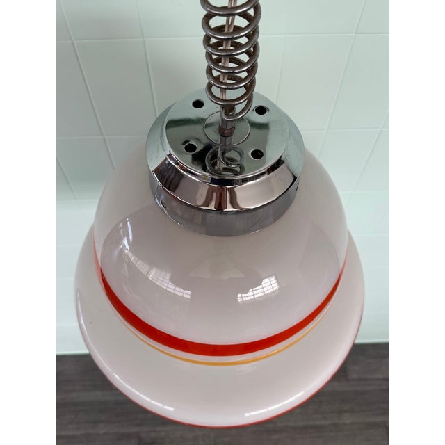 Space Age UFO Glass and Steel Pendant Light, 1970s For Sale - Image 10 of 15