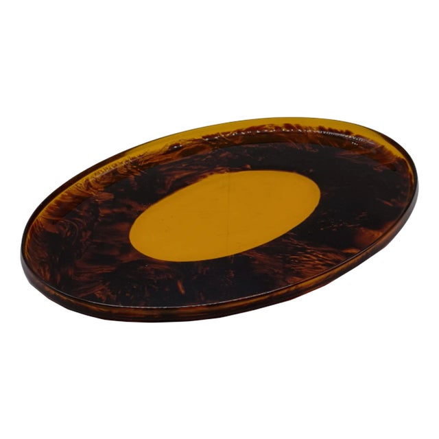 Faux Tortoiseshell Acrylic Serving Tray, 1970s For Sale