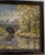 Autumn Foliage Landscape With a Stream and Bridge Oil on Board Painting For Sale In Philadelphia - Image 6 of 6