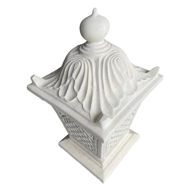 Vintage Palm Beach Regency Pier-Top Cast Stone Garden Lantern For Sale - Image 4 of 12