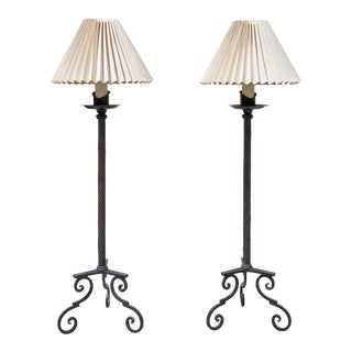 Kreiss Contemporary Forged Iron Floor Lamps - a Pair For Sale