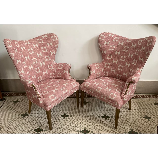 Elevate your hearthside with this handsome pair of wingback chairs. Expertly upholstered in the iconic Flag fabric from...
