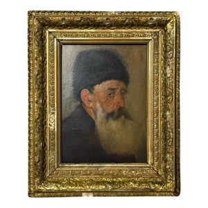 Vintage Portrait of Bearded Man Oil on Board