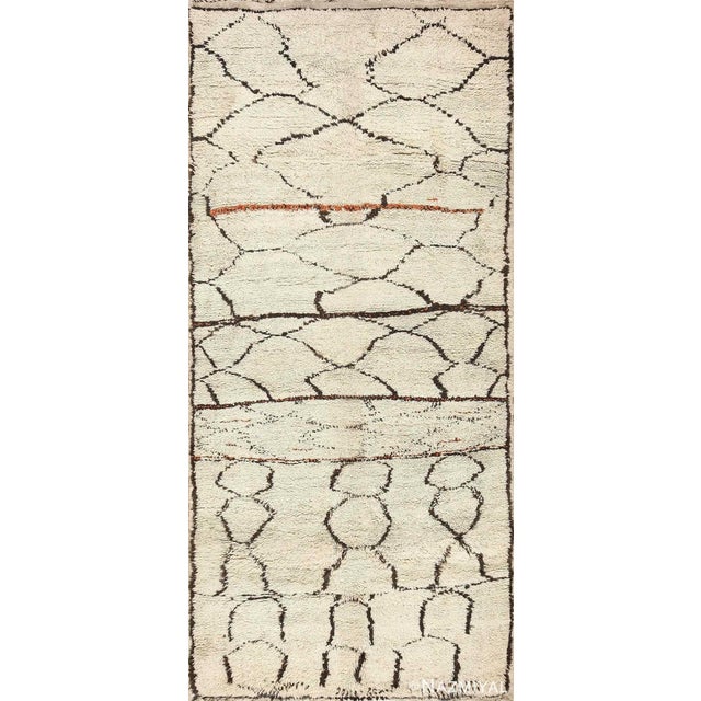 Ivory and Black Moroccan Beni Ourain Rug, Origin: Morocco, Circa: Mid-20th Century
