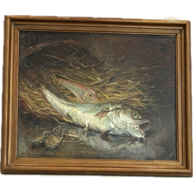 Antique Framed Still Life Oil Painting on Canvas-Alexandre Tielens Belgium For Sale - Image 10 of 10