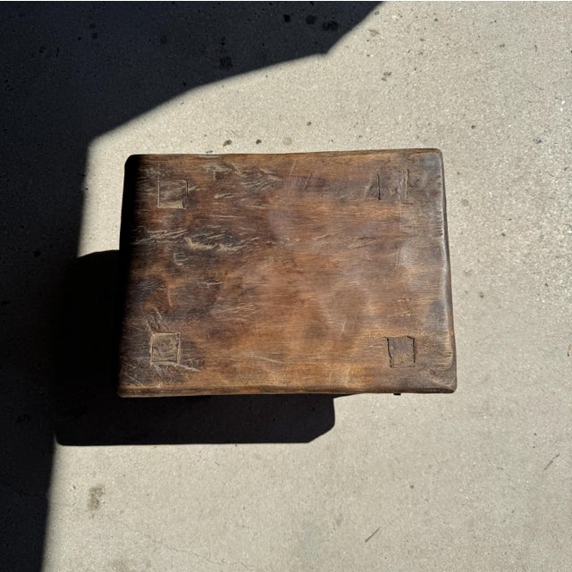Small Antique Stool in Teak, 1980s For Sale - Image 4 of 11