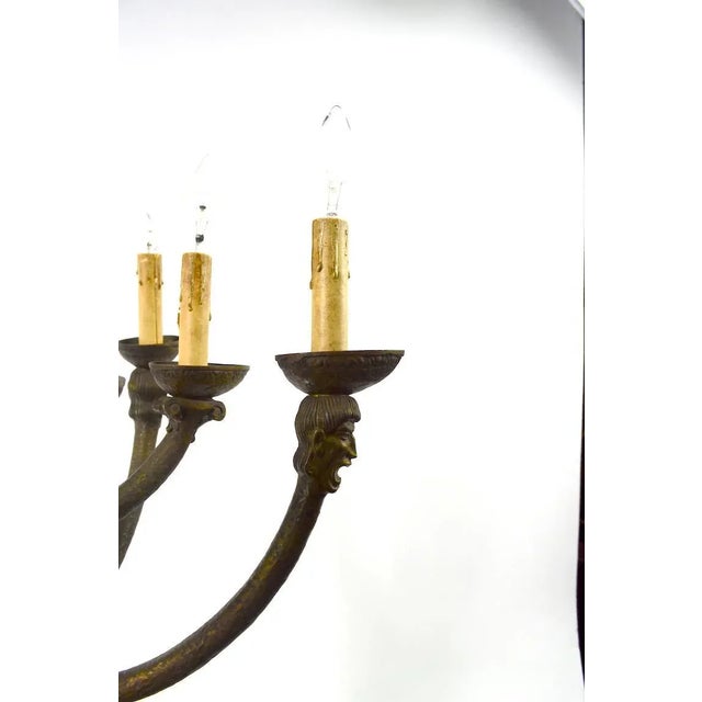 Arts & Crafts Eight-Light Greco Roman Revival Arts & Crafts Chandelier For Sale - Image 3 of 10