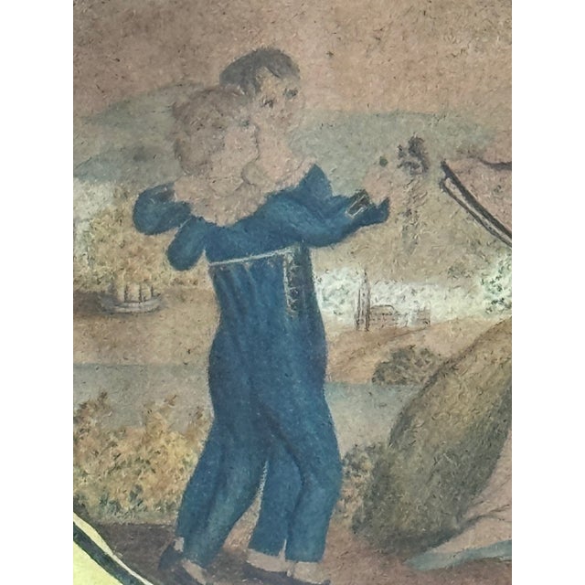 Circa 1800 Salem Massachusetts Derby Family Watercolor With Black Eglomise & Gilt Details For Sale - Image 4 of 11