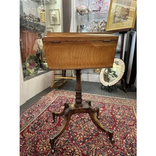 English Antique English Regency Fully Fitted Tea Caddy Stand on Casters For Sale - Image 3 of 12
