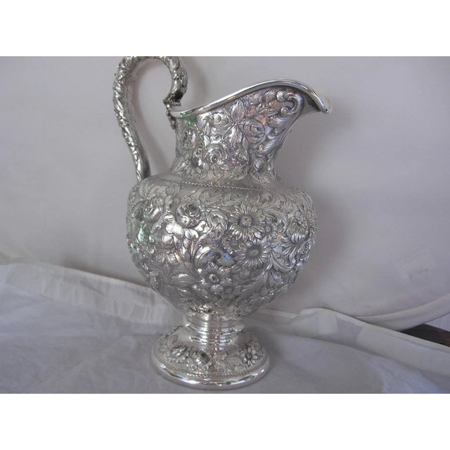 Mid 20th Century Rare Sterling Silver S Kirk & Son Water Pitcher Repousse no.26F ~No Mono ~41ozt For Sale - Image 5 of 18