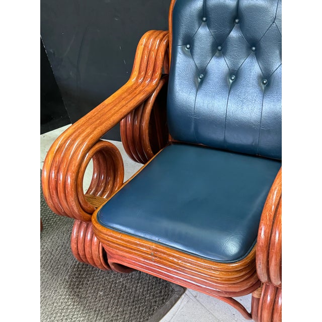 Mid-Century Modern Italian Bamboo and Rattan Lounge Set W/ Reversible Cushions For Sale - Image 12 of 12