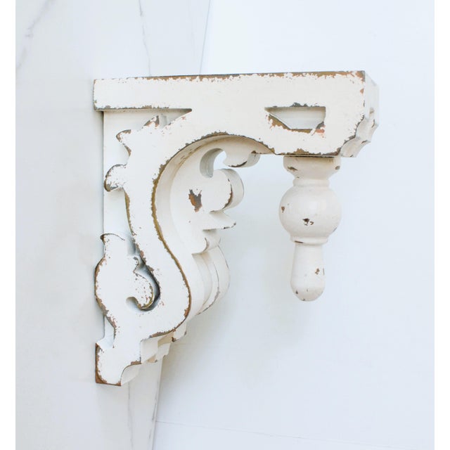 White French Style Carved Corbels W/ Hand-Turned Scrollwork Set/2 For Sale - Image 4 of 6