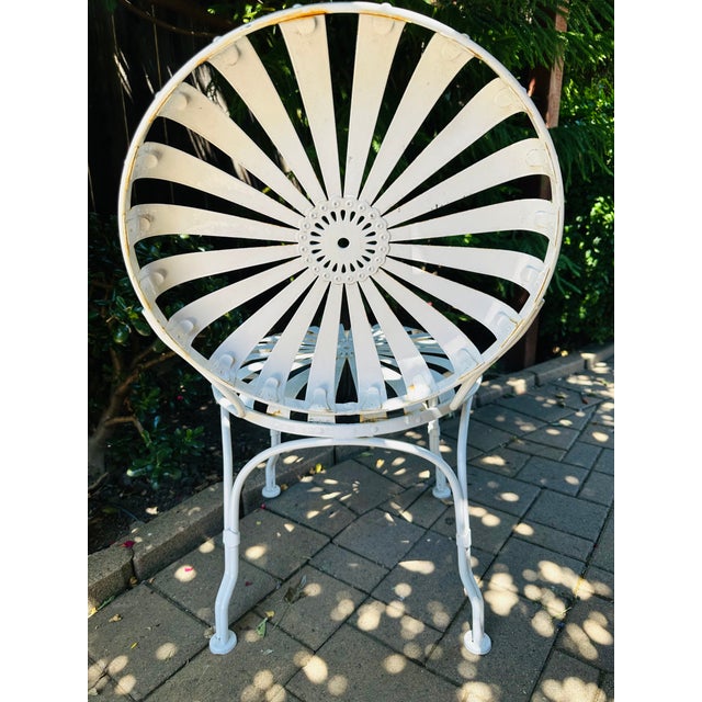 White 1920s Francois Carre Metal Garden Chair Sunburst For Sale - Image 8 of 10