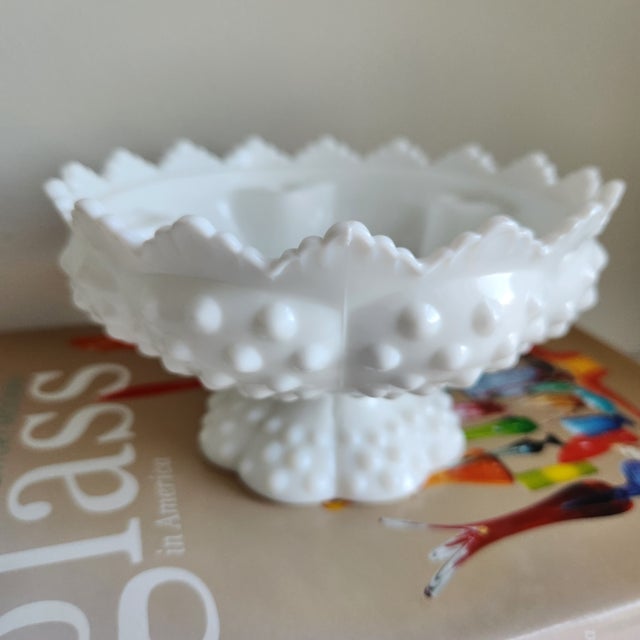 Vintage Fenton Milk Glass Hobnail Pedestal Candle Holder For Sale In Cleveland - Image 6 of 12