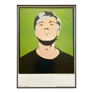 Andy Warhol Foundation Vintage Pop Art Offset Lithograph Print Framed Museum Poster " Early Self Portrait " 1964