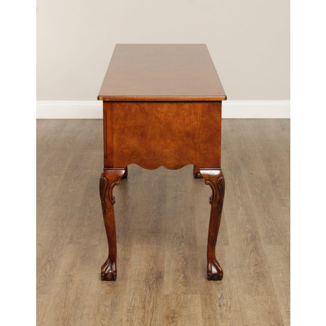 Late 20th Century Georgian Style Carved Four Drawer Burl Walnut Sideboard For Sale - Image 5 of 12