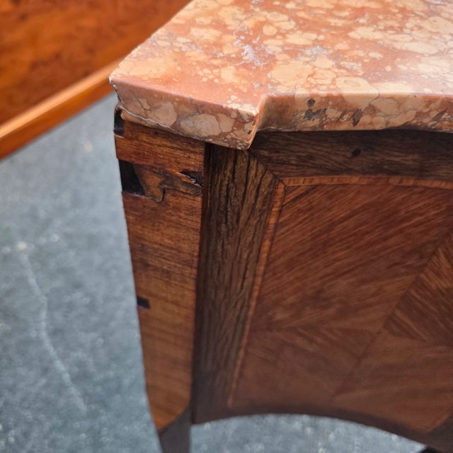 Antique 19th French Louis XV Style Marble Top Parquetry Commode For Sale - Image 9 of 15