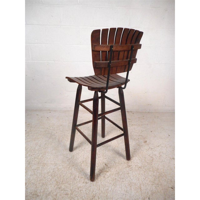 Mid 20th Century Vintage Modern Wood-Slat Stools For Sale - Image 5 of 13