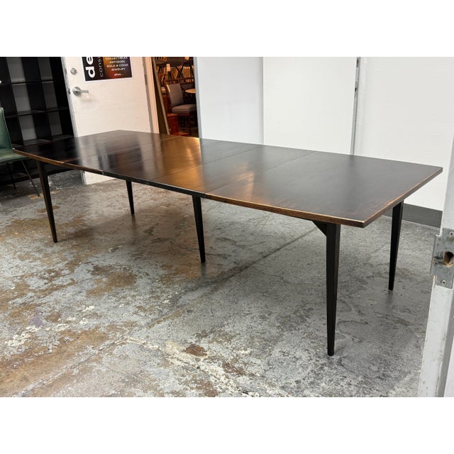 Mid 20th Century Modern Ebonized Walnut Extension Dining Room Table For Sale - Image 9 of 12