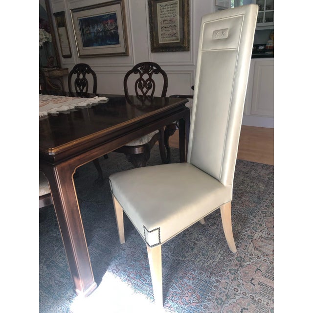 Italian Pair High Back Accent Chairs For Sale - Image 4 of 8