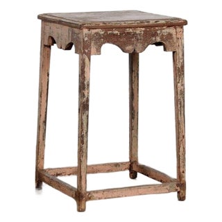 Vintage Indian Painted Teakwood Side Table For Sale